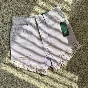wild fable Lavender High-Rise Frayed Hem Denim Shorts